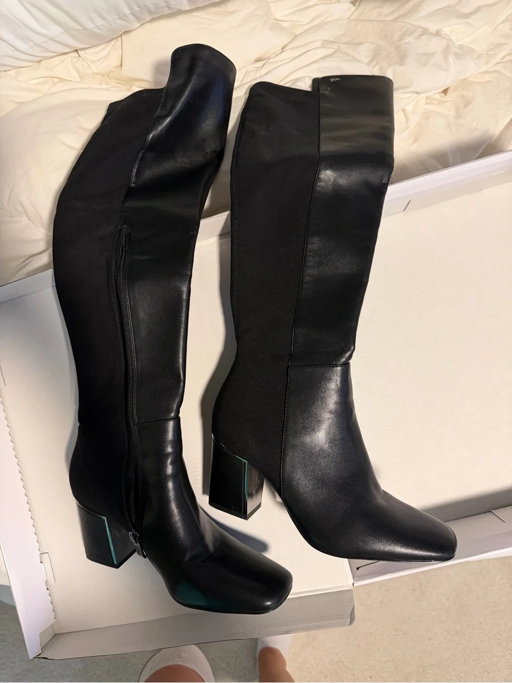 DKNY Black Over-the-Knee Block Heel Boots